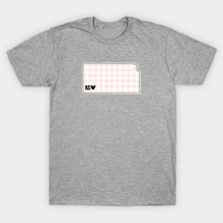 USA States: Kansas (pink plaid) T-Shirt